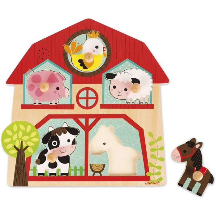 Janod Puzzle muzyczne z uchwytem Mieszkańcy farmy