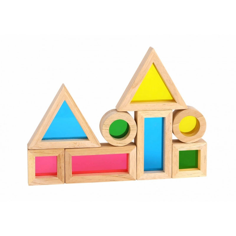 Tooky Toy Drewniane Kolorowe Klocki Lustra Zestaw 8 elementów
