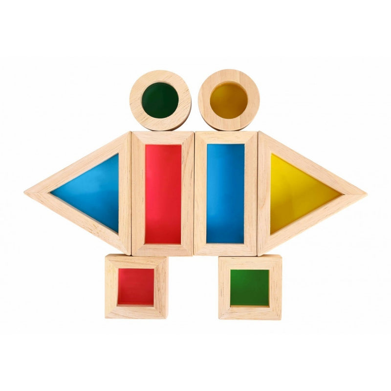 Tooky Toy Drewniane Kolorowe Klocki Lustra Zestaw 8 elementów