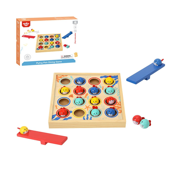 Tooky Toy Gra dla Dzieci Drewniany Stół Latające Rybki 19 elementów