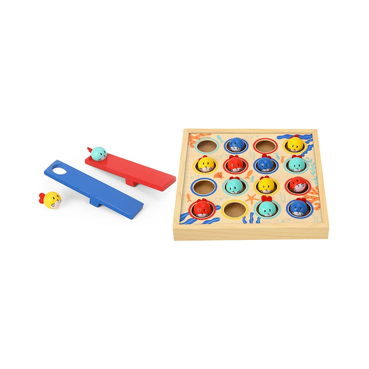 Tooky Toy Gra dla Dzieci Drewniany Stół Latające Rybki 19 elementów