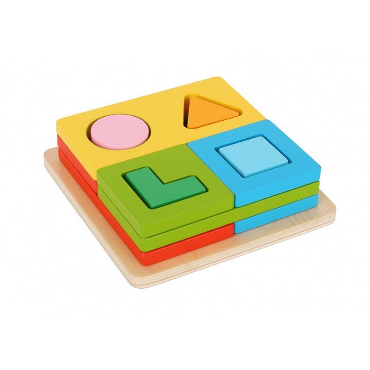 Tooky Toy Układanka Sorter dla dzieci Montessori Kształty i Kolory FSC