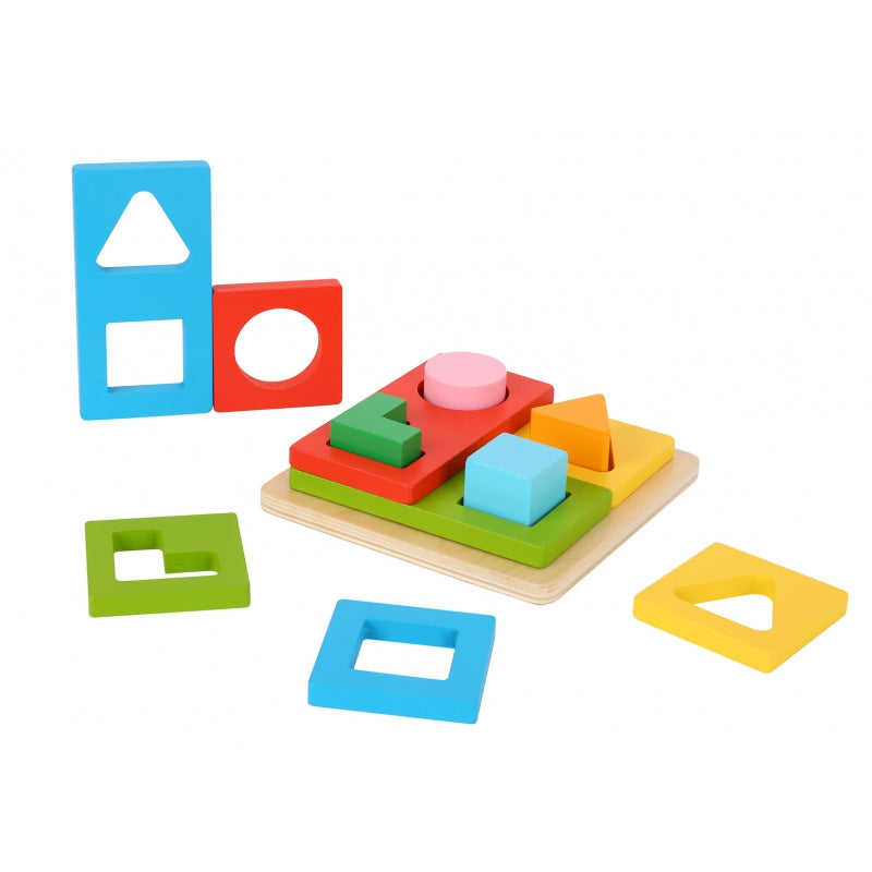 Tooky Toy Układanka Sorter dla dzieci Montessori Kształty i Kolory FSC
