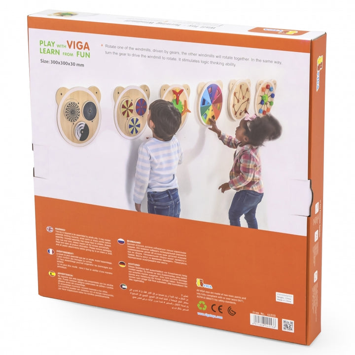 Viga Drewniana Tablica manipulacyjna dla dzieci Wiatraczki Certyfikat FSC Montessori