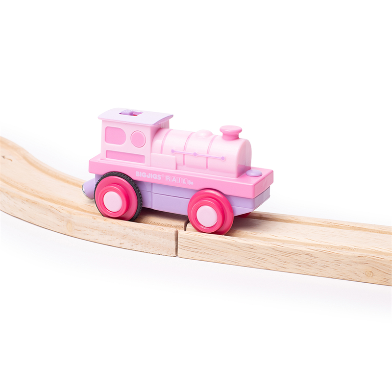 Bigjigs toys Lokomotywa dla dzieci z napędem różowa Powerful Pink Loco